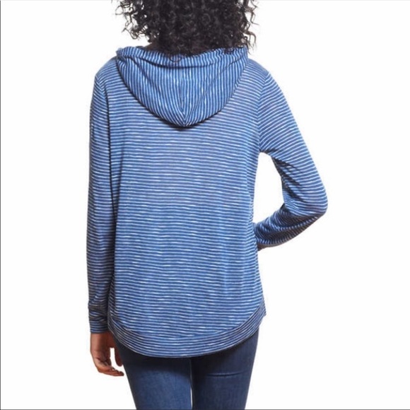 Weatherproof Brand Blue and White Pinstripe Lightweight Hoodie Size M - Picture 4 of 7